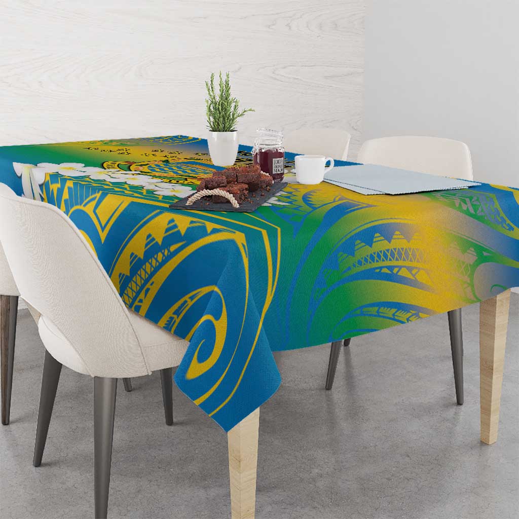 Personalised Tuvalu 1978 Independence Day Tablecloth Polynesian Plumeria Style