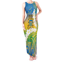 Personalised Tuvalu 1978 Independence Day Tank Maxi Dress Polynesian Plumeria Style LT9 Women Gradient - Polynesian Pride