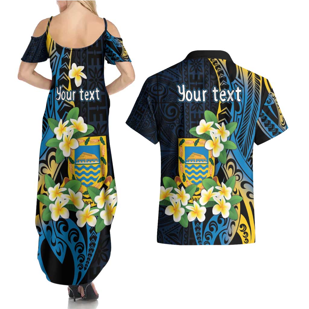 Personalised Tuvalu Beautiful Plumeria Flower Couples Matching Summer Maxi Dress and Hawaiian Shirt LT9 - Polynesian Pride