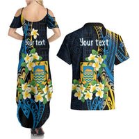 Personalised Tuvalu Beautiful Plumeria Flower Couples Matching Summer Maxi Dress and Hawaiian Shirt LT9 - Polynesian Pride