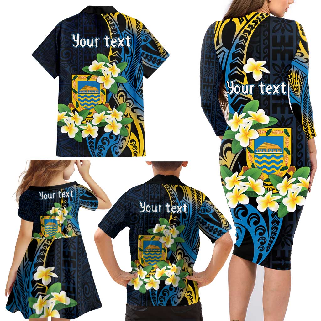 Personalised Tuvalu Beautiful Plumeria Flower Family Matching Long Sleeve Bodycon Dress and Hawaiian Shirt LT9 - Polynesian Pride