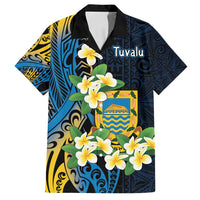 Personalised Tuvalu Beautiful Plumeria Flower Family Matching Long Sleeve Bodycon Dress and Hawaiian Shirt LT9 Dad's Shirt - Short Sleeve Black - Polynesian Pride
