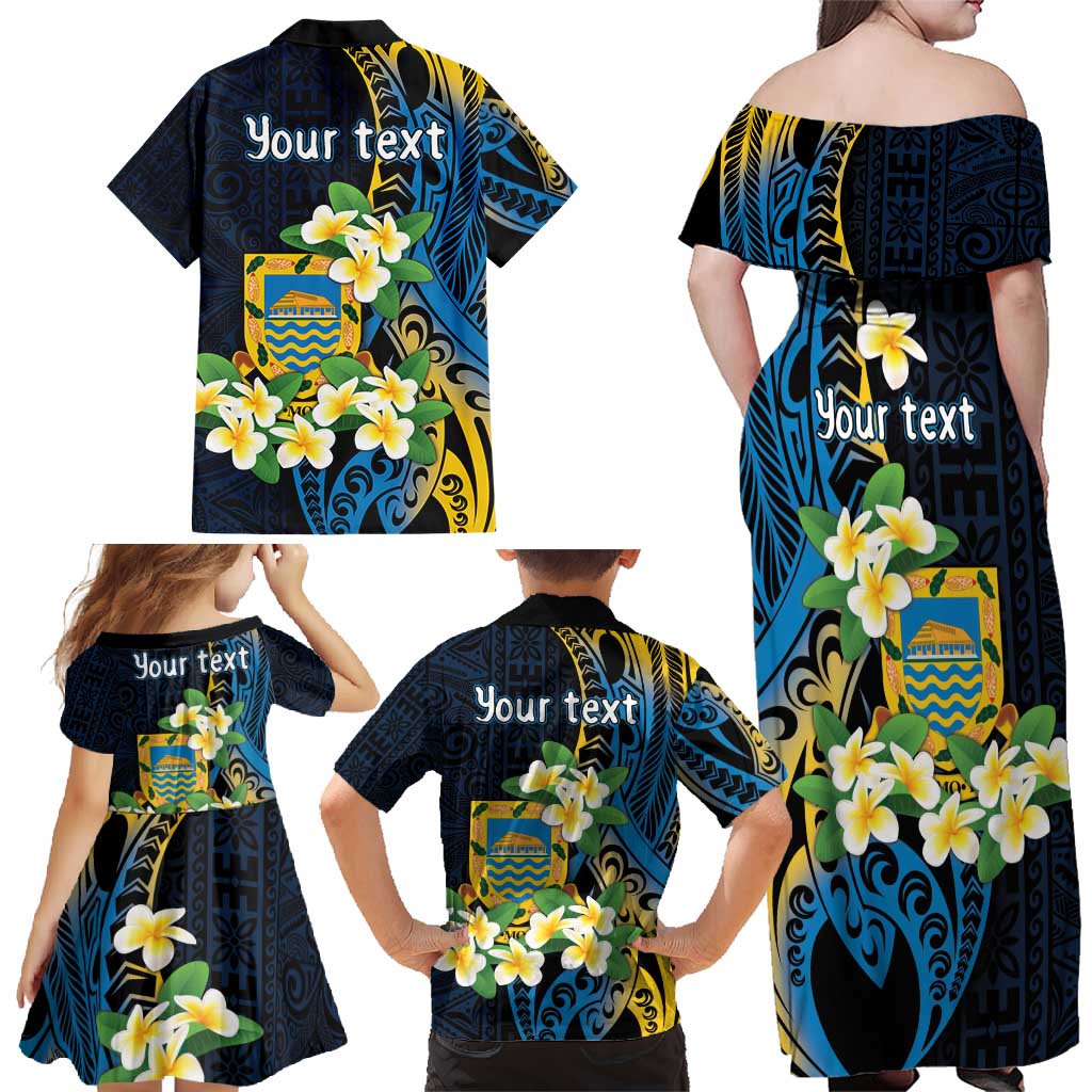 Personalised Tuvalu Beautiful Plumeria Flower Family Matching Off Shoulder Maxi Dress and Hawaiian Shirt LT9 - Polynesian Pride