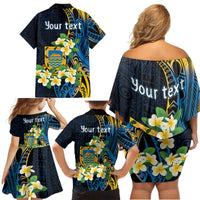 Personalised Tuvalu Beautiful Plumeria Flower Family Matching Off Shoulder Short Dress and Hawaiian Shirt LT9 - Polynesian Pride