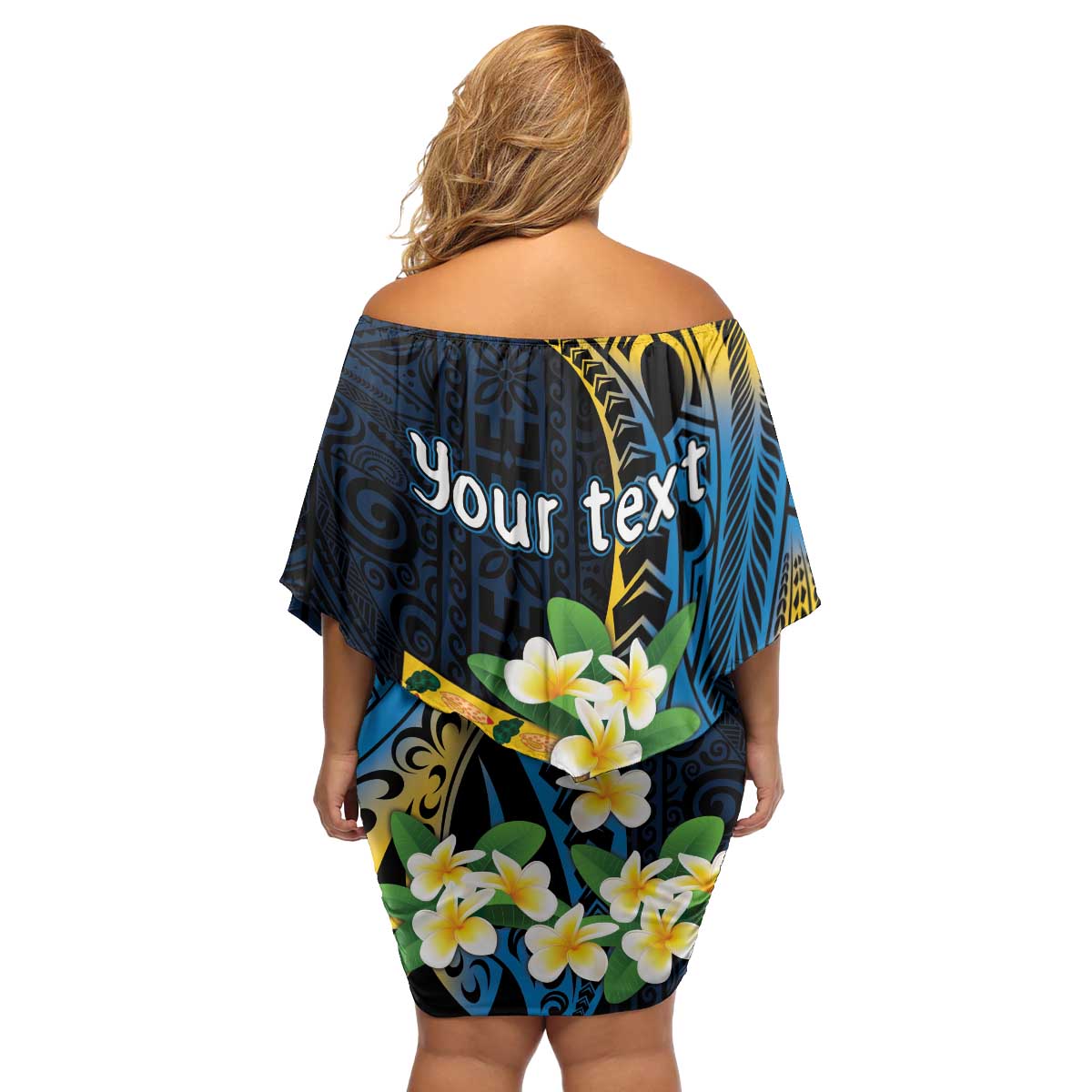 Personalised Tuvalu Beautiful Plumeria Flower Family Matching Off Shoulder Short Dress and Hawaiian Shirt LT9 - Polynesian Pride