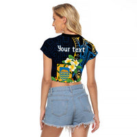 Personalised Tuvalu Beautiful Plumeria Flower Raglan Cropped T Shirt