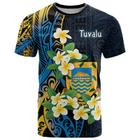 Personalised Tuvalu Beautiful Plumeria Flower T Shirt LT9 Black - Polynesian Pride