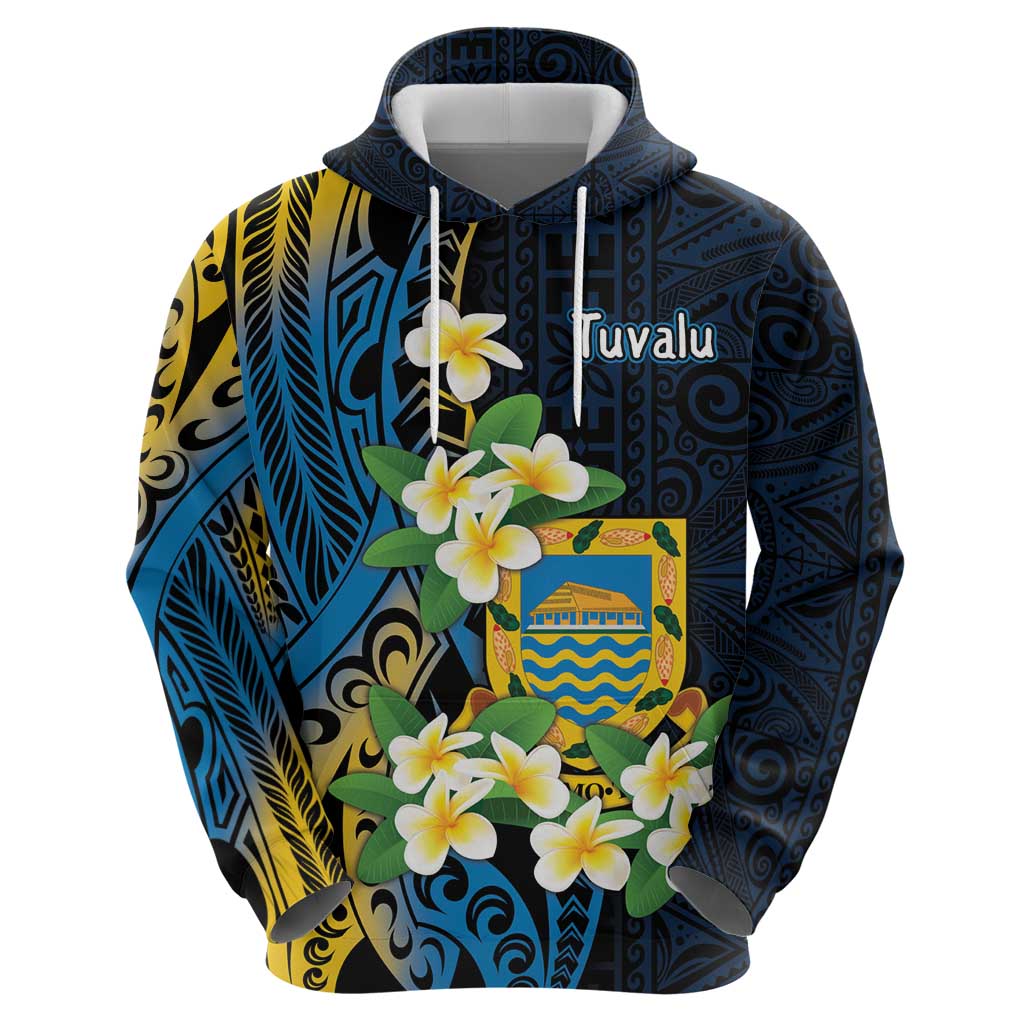 Personalised Tuvalu Beautiful Plumeria Flower Zip Hoodie LT9 - Polynesian Pride