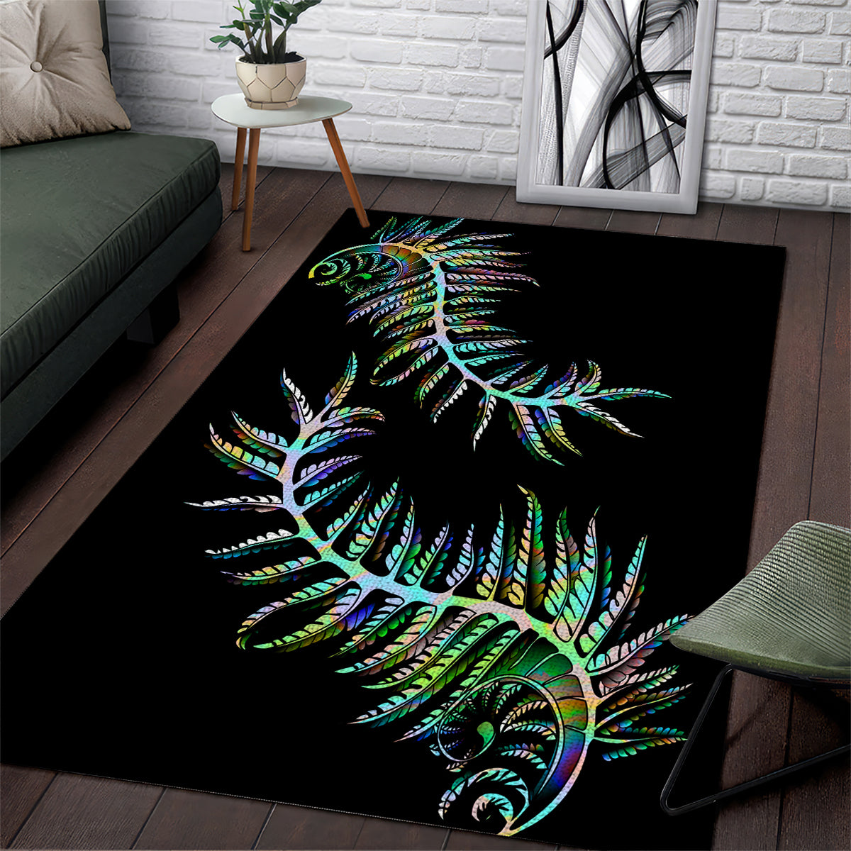 New Zealand Area Rug Aotearoa Silver Fern Mixed Papua Shell Green Vibe LT9 Green - Polynesian Pride