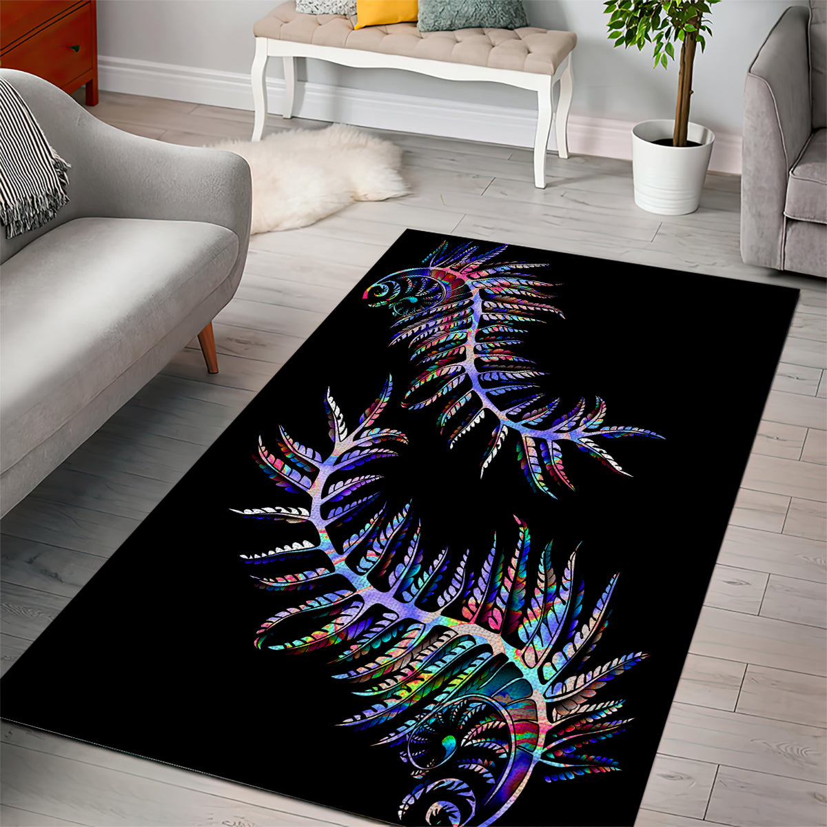 New Zealand Area Rug Aotearoa Silver Fern Mixed Papua Shell Purple Vibe LT9 - Polynesian Pride
