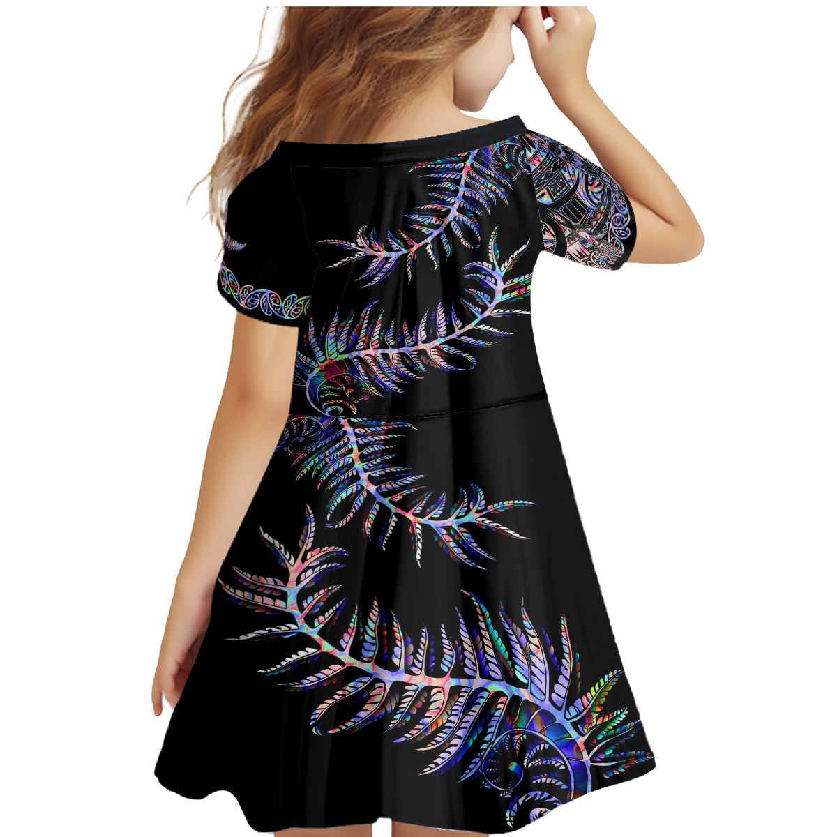 New Zealand Family Matching Mermaid Dress and Hawaiian Shirt Aotearoa Silver Fern Mixed Papua Shell Purple Vibe LT9 - Polynesian Pride