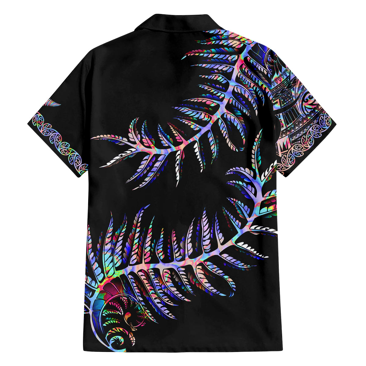 New Zealand Family Matching Off Shoulder Short Dress and Hawaiian Shirt Aotearoa Silver Fern Mixed Papua Shell Purple Vibe LT9 - Polynesian Pride