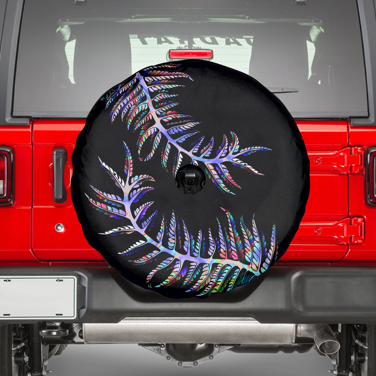 New Zealand Spare Tire Cover Aotearoa Silver Fern Mixed Papua Shell Purple Vibe LT9 - Polynesian Pride