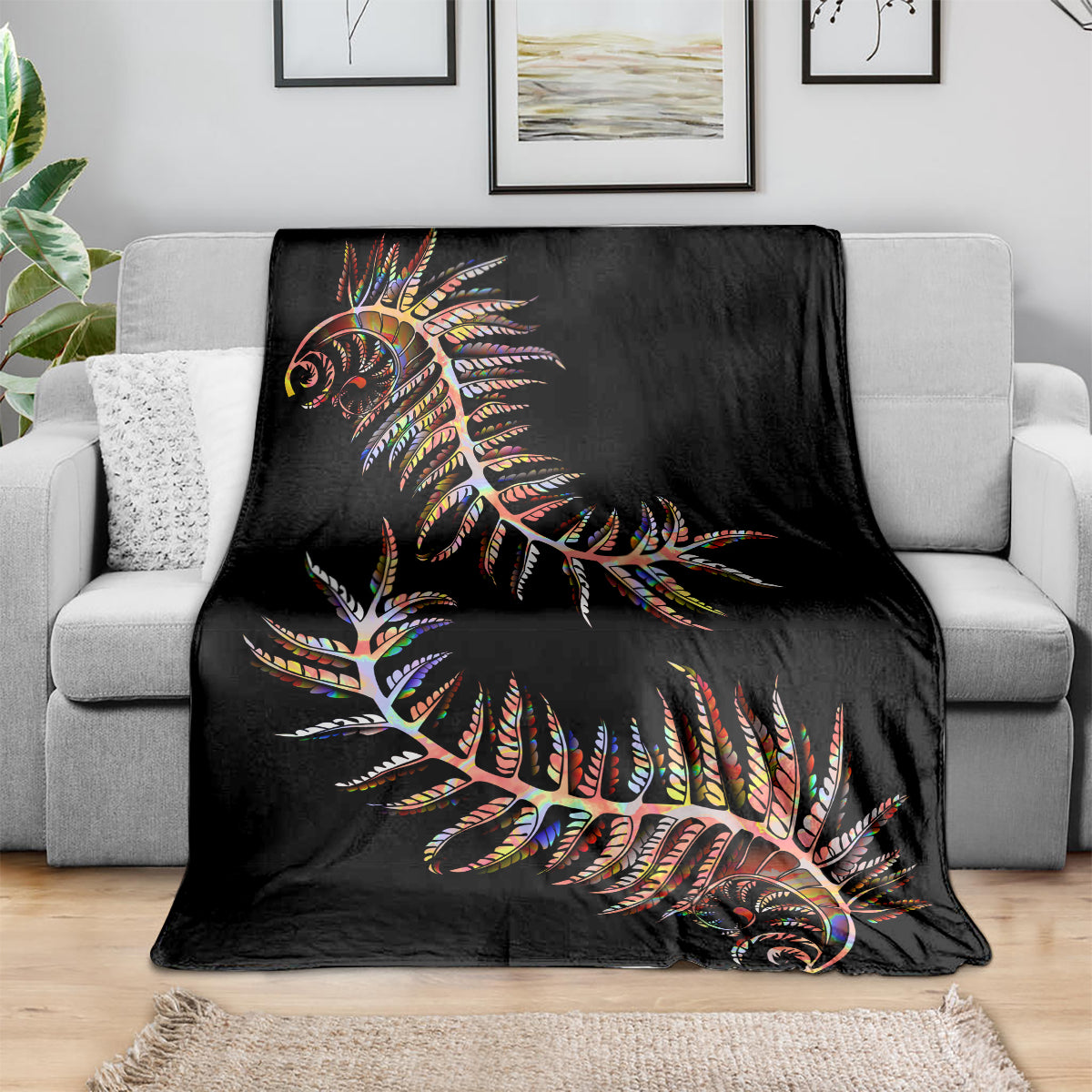 New Zealand Blanket Aotearoa Silver Fern Mixed Papua Shell Red Vibe LT9 - Polynesian Pride
