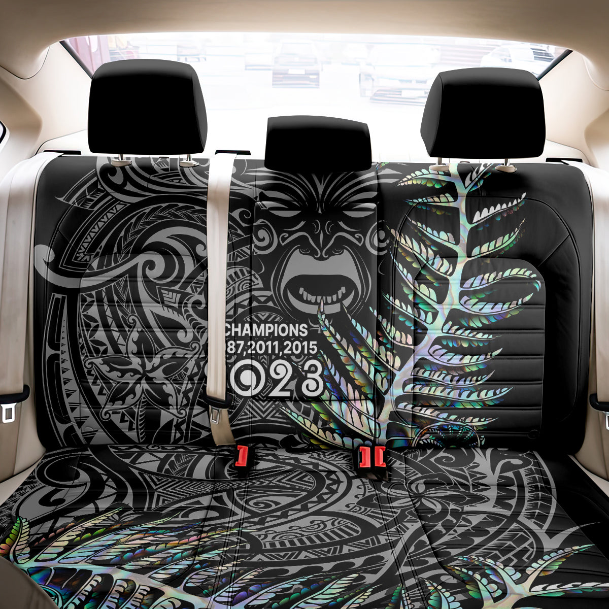 New Zealand Rugby Back Car Seat Cover NZ Black Fern Champions History With Papua Shell LT9 - Polynesian Pride