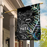 New Zealand Rugby Garden Flag NZ Black Fern Champions History With Papua Shell LT9 House Flag Black - Polynesian Pride