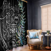 New Zealand Rugby Window Curtain NZ Black Fern Champions History With Papua Shell LT9 With Hooks Black - Polynesian Pride