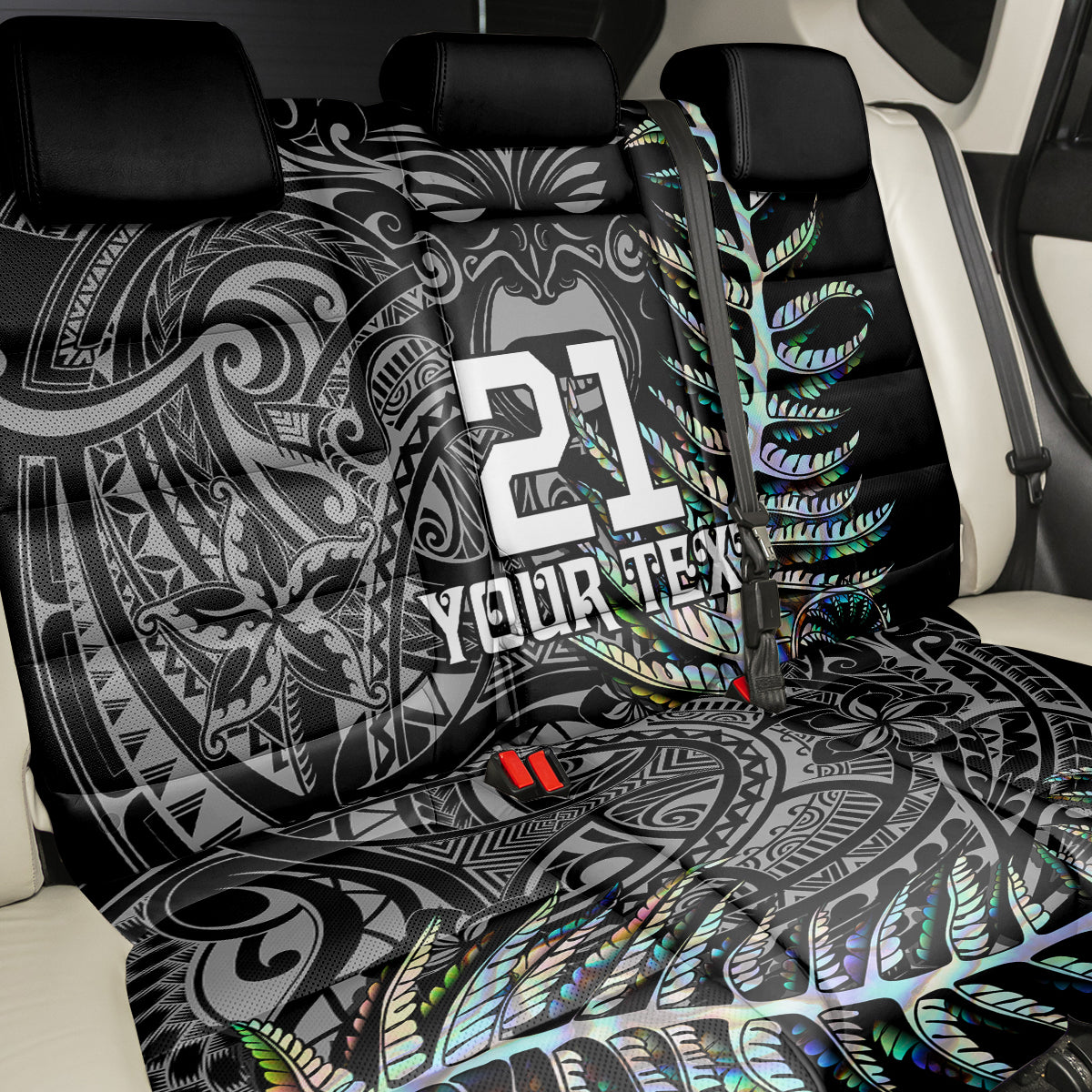 Custom New Zealand Rugby Back Car Seat Cover NZ Black Fern Champions History With Papua Shell LT9 - Polynesian Pride