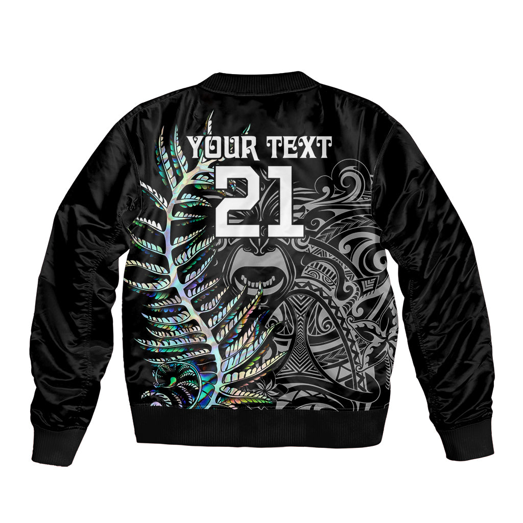 Custom New Zealand Rugby Sleeve Zip Bomber Jacket NZ Black Fern Champions History With Papua Shell LT9 - Polynesian Pride