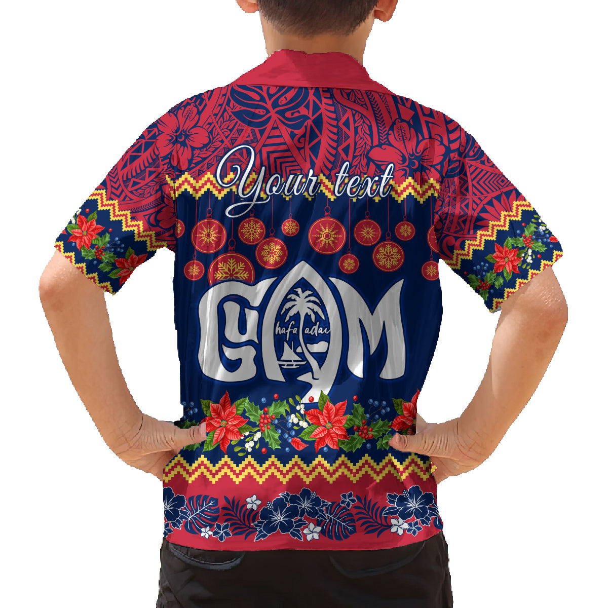 Personalised Guam Christmas Family Matching Off Shoulder Short Dress and Hawaiian Shirt Felis Pusgua Santa Beach Polynesian Pattern LT9 - Polynesian Pride