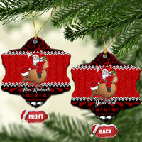 Personalised New Zealand Christmas Ceramic Ornament Kiwi Santa Claus Maori Meri Kirihimete LT9 Snow Flake Red - Polynesian Pride