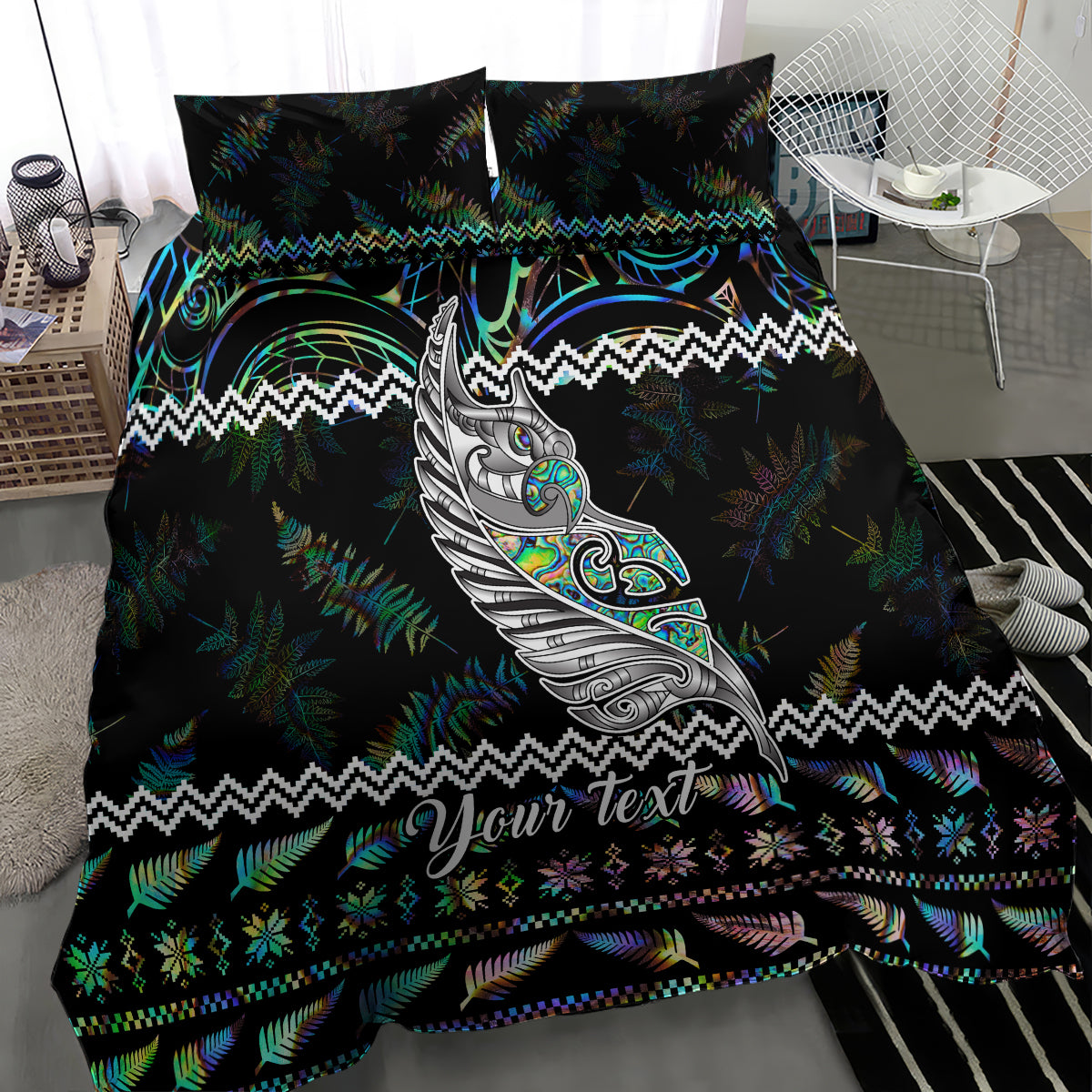 Personalised New Zealand Christmas Bedding Set Maori Fern Manaia Meri Kirihimete with Papaua Shell LT9 - Polynesian Pride