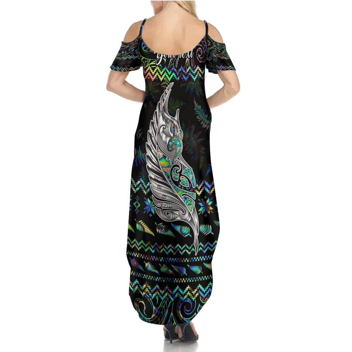 Personalised New Zealand Christmas Family Matching Summer Maxi Dress and Hawaiian Shirt Maori Fern Manaia Meri Kirihimete with Papaua Shell LT9 - Polynesian Pride
