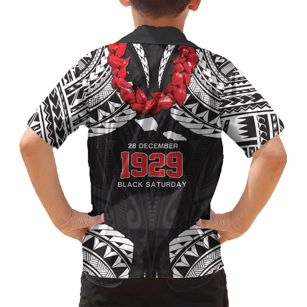Samoa Black Saturday Family Matching Long Sleeve Bodycon Dress and Hawaiian Shirt Samoa mo Samoa with Black Ula Fala LT9 - Polynesian Pride