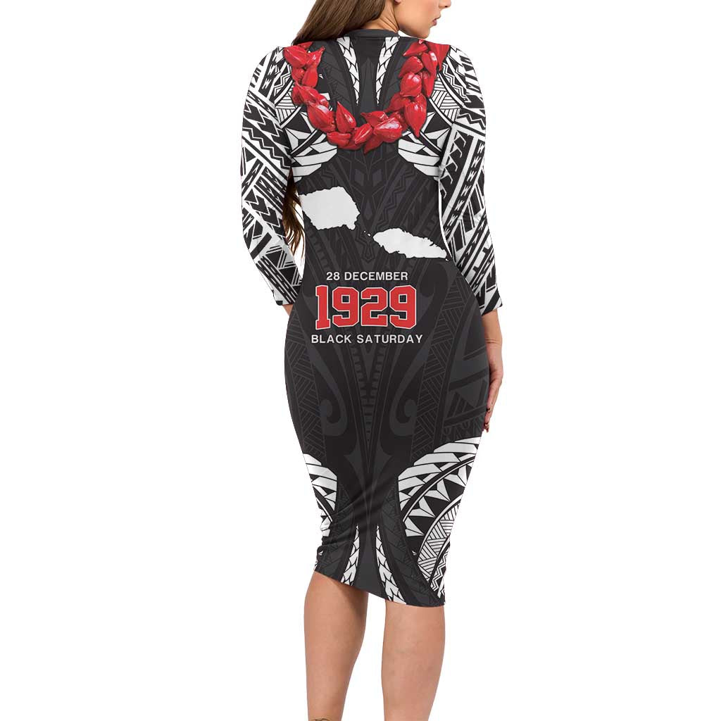 Samoa Black Saturday Family Matching Long Sleeve Bodycon Dress and Hawaiian Shirt Samoa mo Samoa with Black Ula Fala LT9 - Polynesian Pride