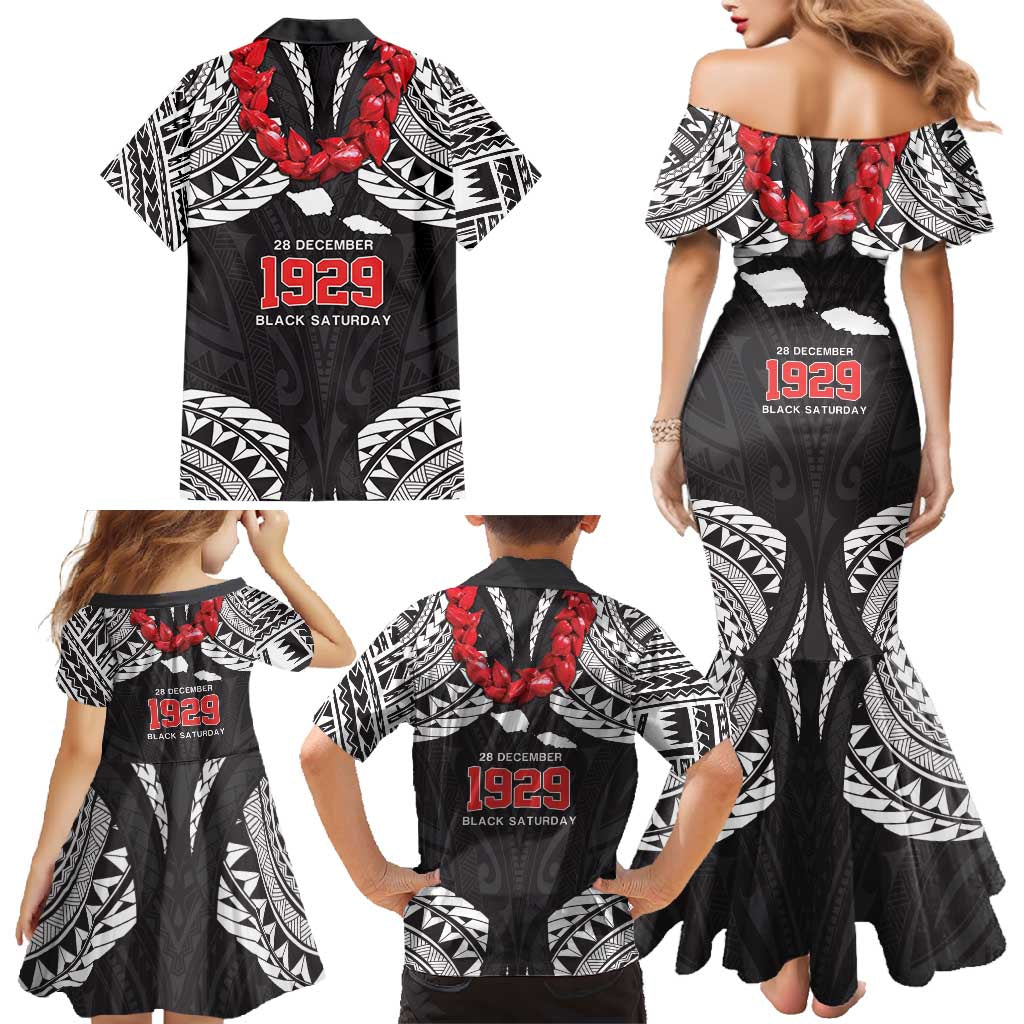 Samoa Black Saturday Family Matching Mermaid Dress and Hawaiian Shirt Samoa mo Samoa with Black Ula Fala LT9 - Polynesian Pride