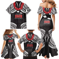 Samoa Black Saturday Family Matching Mermaid Dress and Hawaiian Shirt Samoa mo Samoa with Black Ula Fala LT9 - Polynesian Pride
