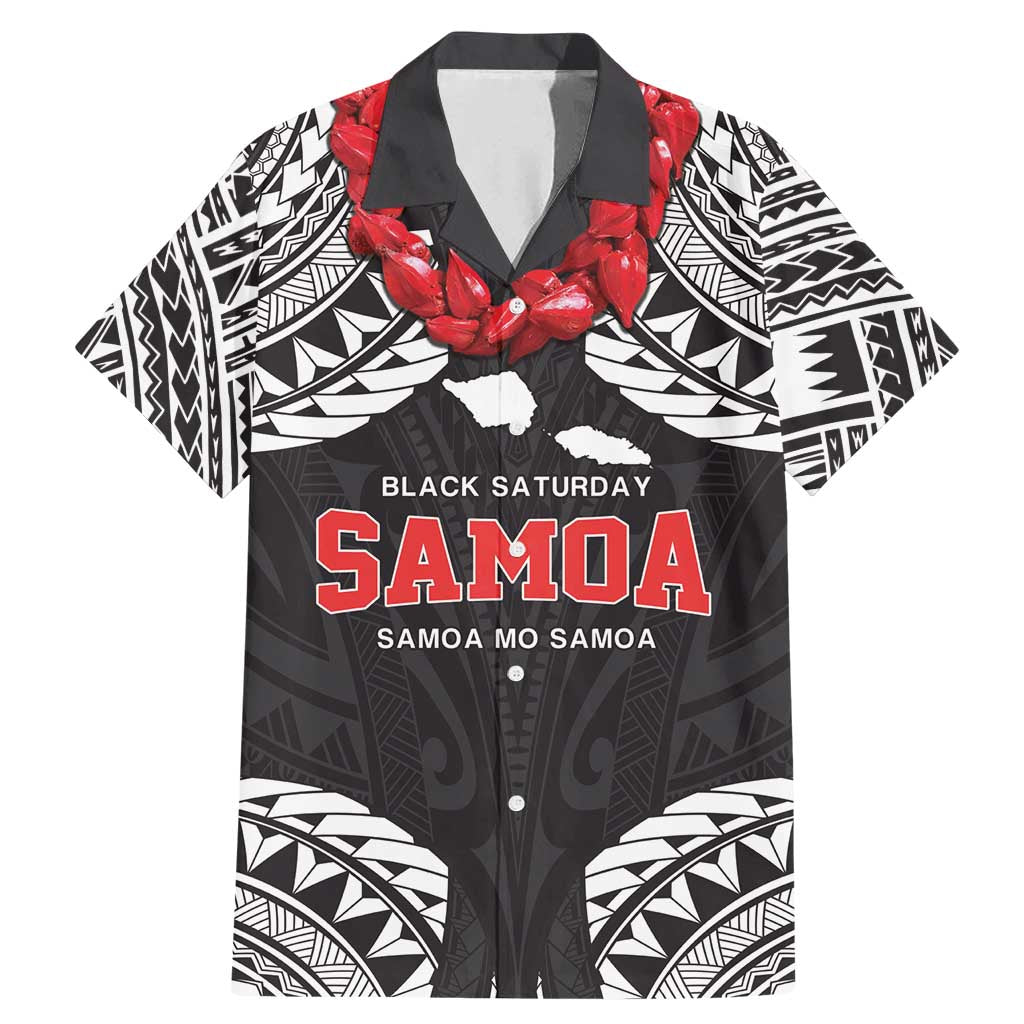 Samoa Black Saturday Family Matching Mermaid Dress and Hawaiian Shirt Samoa mo Samoa with Black Ula Fala LT9 Dad's Shirt - Short Sleeve Black - Polynesian Pride