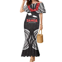 Samoa Black Saturday Family Matching Mermaid Dress and Hawaiian Shirt Samoa mo Samoa with Black Ula Fala LT9 Mom's Dress Black - Polynesian Pride