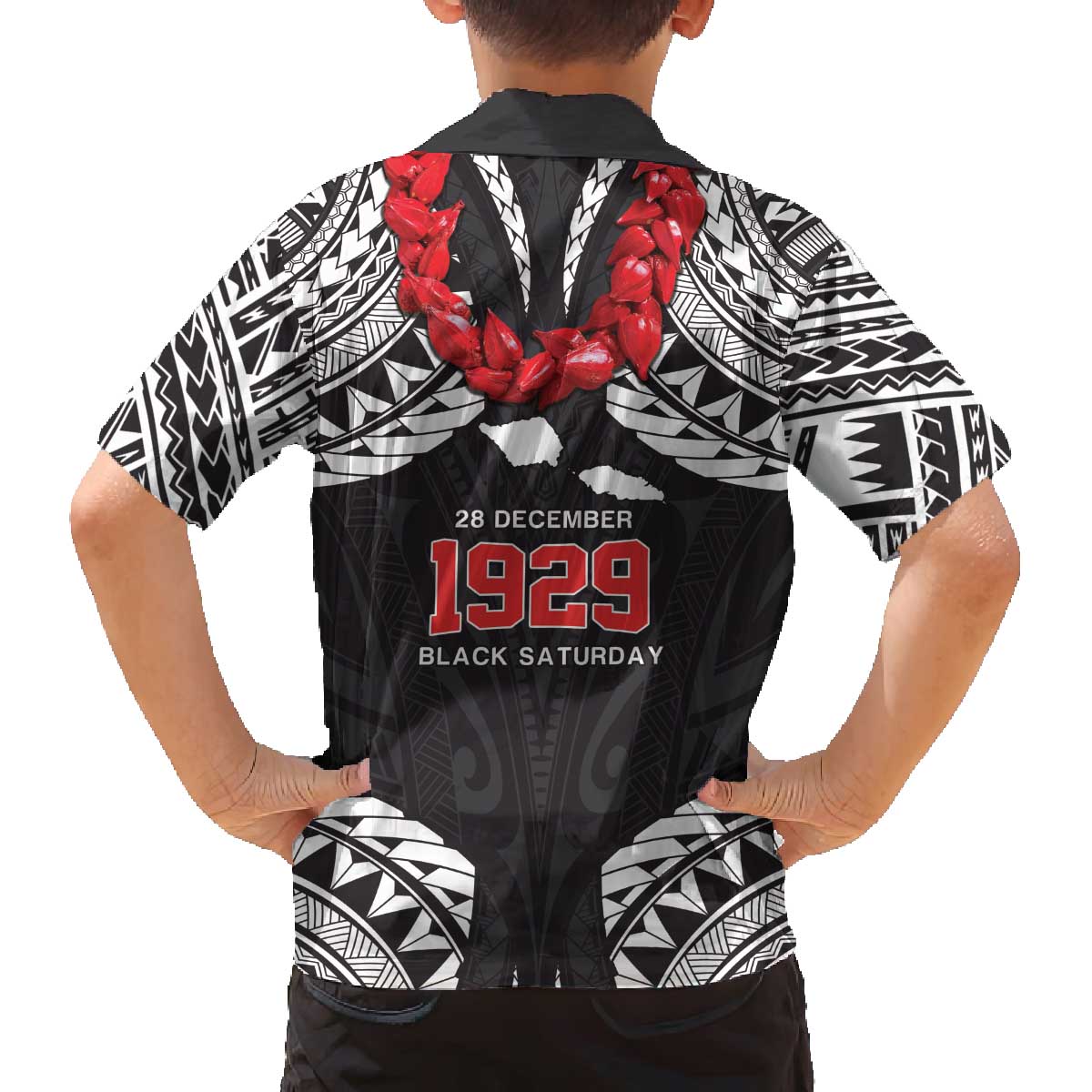 Samoa Black Saturday Family Matching Off The Shoulder Long Sleeve Dress and Hawaiian Shirt Samoa mo Samoa with Black Ula Fala LT9 - Polynesian Pride