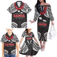 Samoa Black Saturday Family Matching Off The Shoulder Long Sleeve Dress and Hawaiian Shirt Samoa mo Samoa with Black Ula Fala LT9 - Polynesian Pride