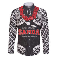 Samoa Black Saturday Family Matching Off Shoulder Short Dress and Hawaiian Shirt Samoa mo Samoa with Black Ula Fala