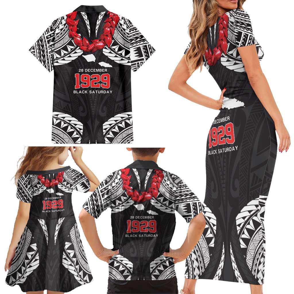 Samoa Black Saturday Family Matching Short Sleeve Bodycon Dress and Hawaiian Shirt Samoa mo Samoa with Black Ula Fala LT9 - Polynesian Pride