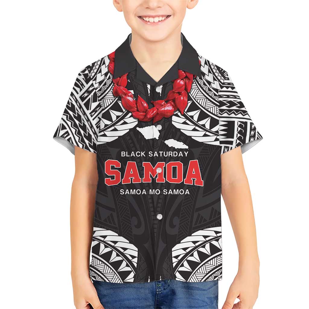 Samoa Black Saturday Family Matching Short Sleeve Bodycon Dress and Hawaiian Shirt Samoa mo Samoa with Black Ula Fala LT9 Son's Shirt Black - Polynesian Pride