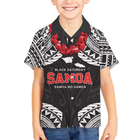 Samoa Black Saturday Family Matching Short Sleeve Bodycon Dress and Hawaiian Shirt Samoa mo Samoa with Black Ula Fala LT9 Son's Shirt Black - Polynesian Pride