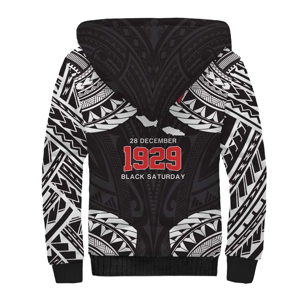 Samoa Black Saturday Sherpa Hoodie Samoa mo Samoa with Black Ula Fala