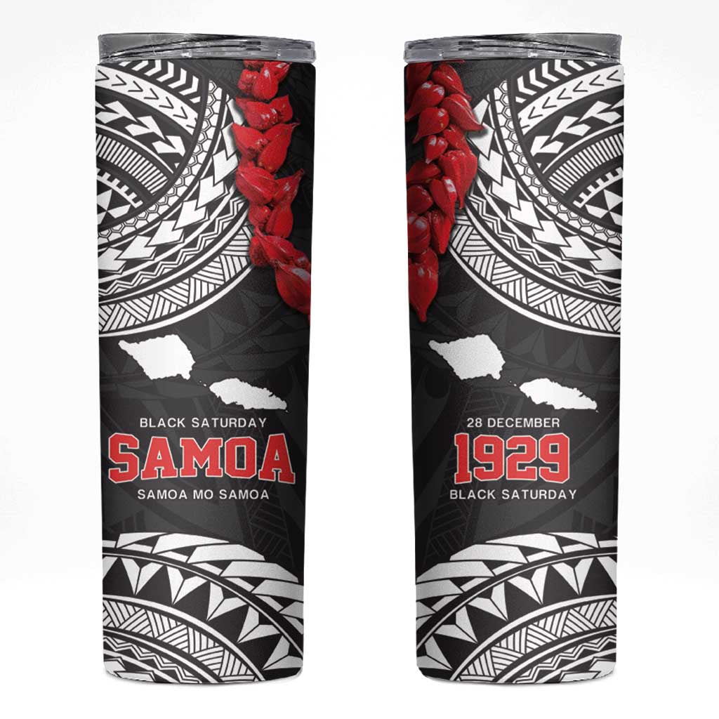 Samoa Black Saturday Skinny Tumbler Samoa mo Samoa with Black Ula Fala LT9 Black - Polynesian Pride