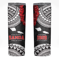 Samoa Black Saturday Skinny Tumbler Samoa mo Samoa with Black Ula Fala LT9 Black - Polynesian Pride