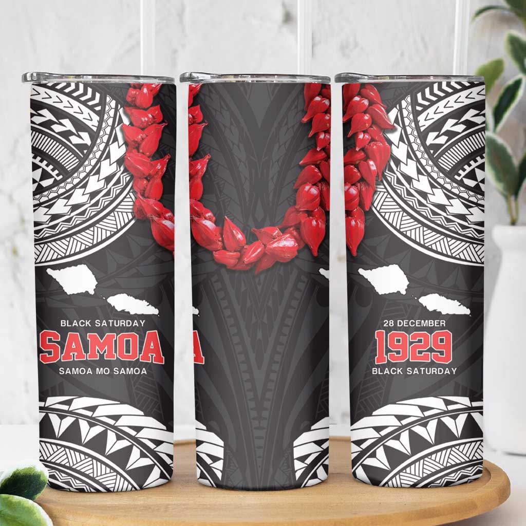 Samoa Black Saturday Skinny Tumbler Samoa mo Samoa with Black Ula Fala LT9 - Polynesian Pride
