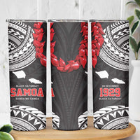 Samoa Black Saturday Skinny Tumbler Samoa mo Samoa with Black Ula Fala LT9 - Polynesian Pride