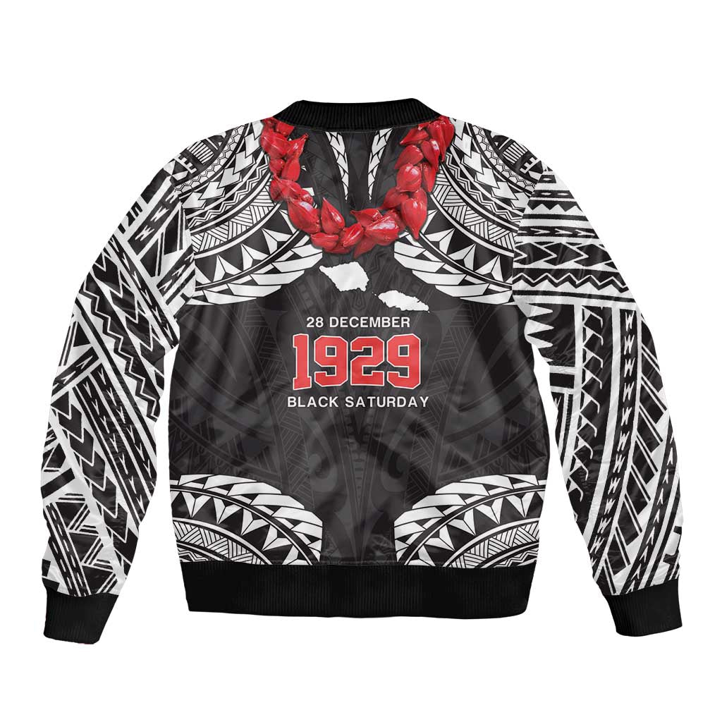 Samoa Black Saturday Sleeve Zip Bomber Jacket Samoa mo Samoa with Black Ula Fala