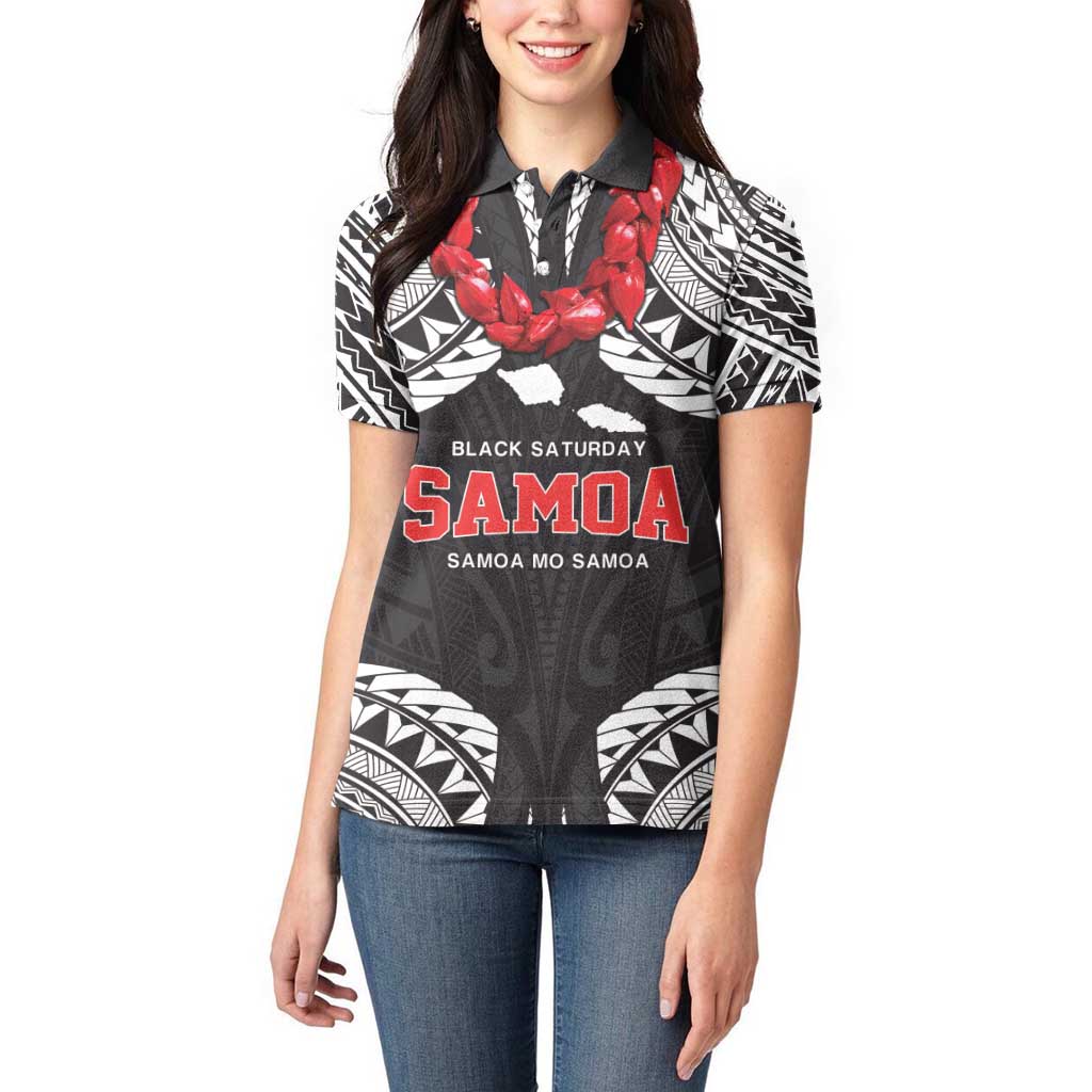 Samoa Black Saturday Women Polo Shirt Samoa mo Samoa with Black Ula Fala