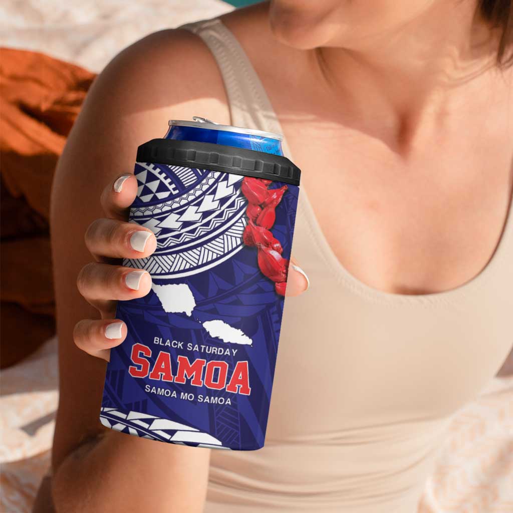 Samoa Black Saturday 4 in 1 Can Cooler Tumbler Samoa mo Samoa with Blue Ula Fala