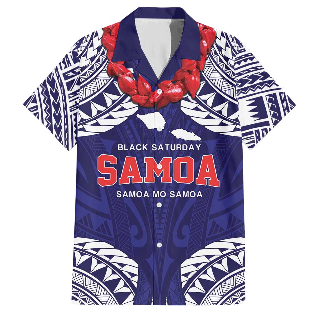 Samoa Black Saturday Family Matching Long Sleeve Bodycon Dress and Hawaiian Shirt Samoa mo Samoa with Blue Ula Fala LT9 Dad's Shirt - Short Sleeve Blue - Polynesian Pride