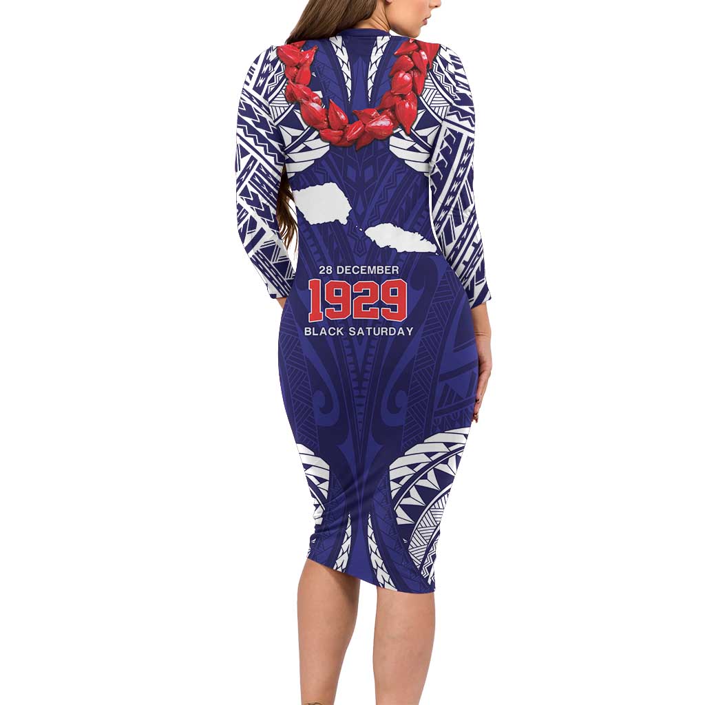 Samoa Black Saturday Family Matching Long Sleeve Bodycon Dress and Hawaiian Shirt Samoa mo Samoa with Blue Ula Fala LT9 - Polynesian Pride