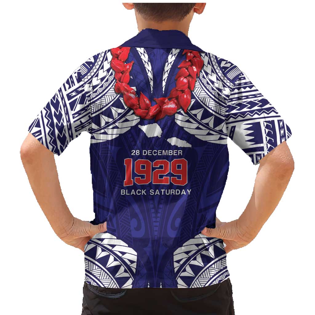 Samoa Black Saturday Family Matching Mermaid Dress and Hawaiian Shirt Samoa mo Samoa with Blue Ula Fala